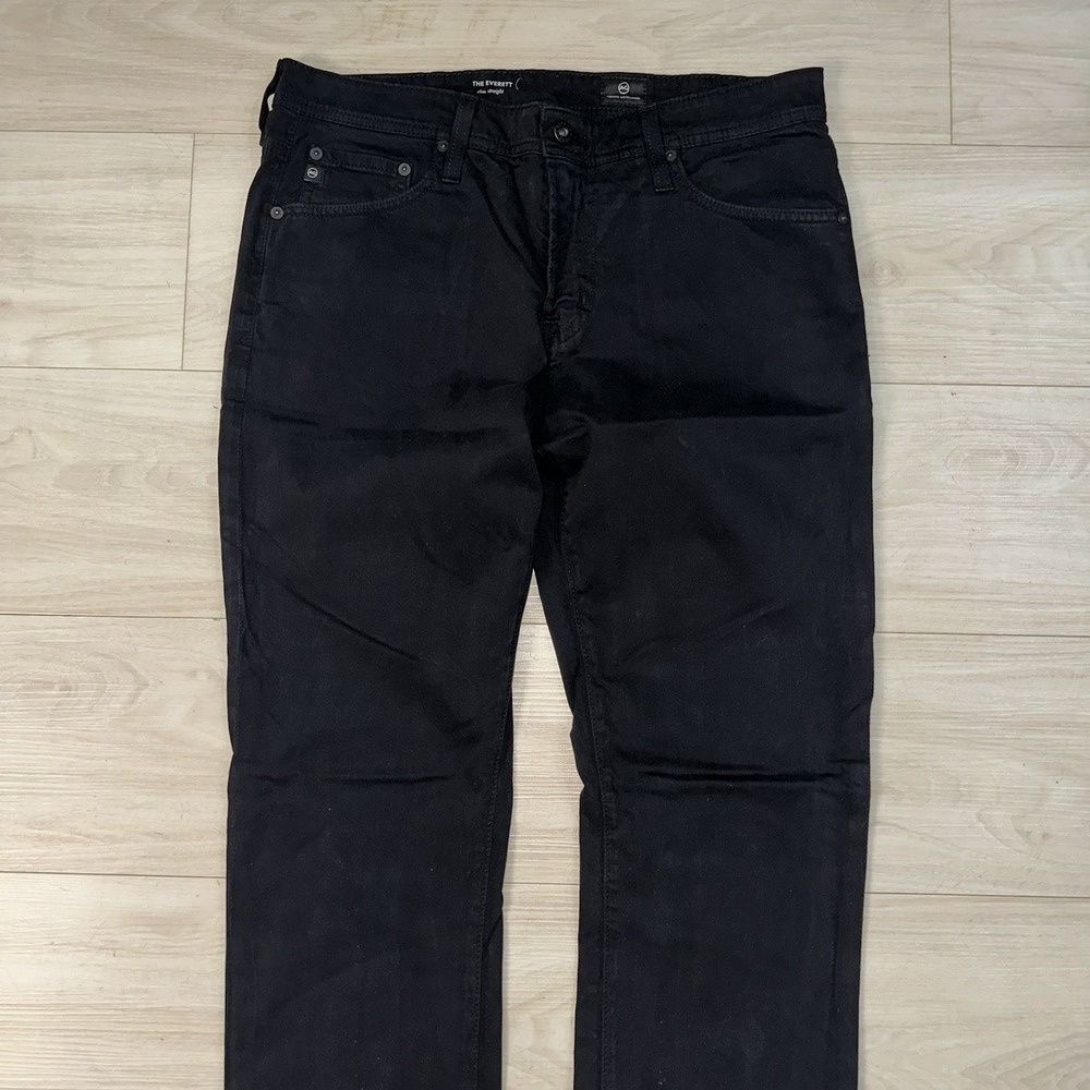 AG Adriano Goldschmied Pants Mens 34x33 Black The Everett Slim Straight Stretch - Picture 2 of 9